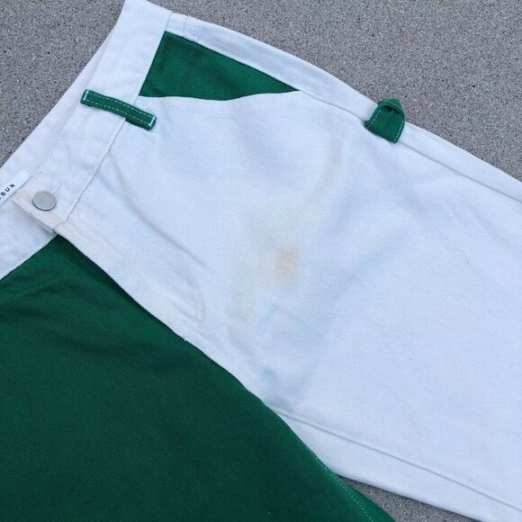 PACSUN Low Rise Carpenter Denim Jeans Women's 28 Color Block Green Pants​ - Picture 10 of 11